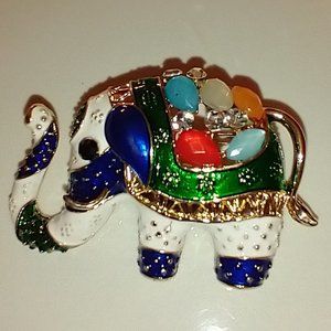 Enamel Elephant Brooch
